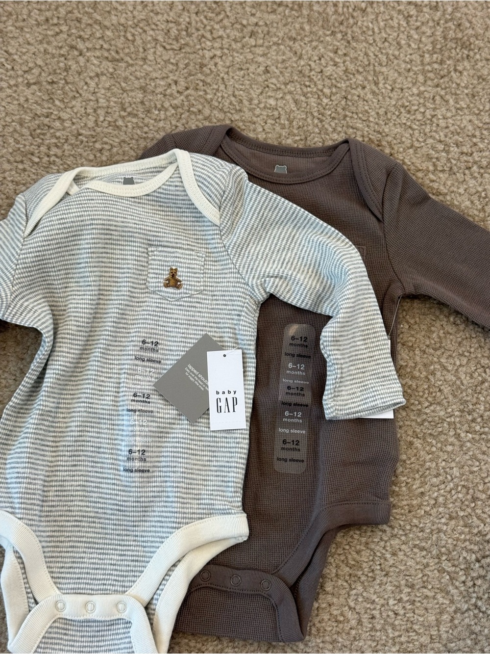 NWT Baby Gap Long Sleeve Onesies 6-12M